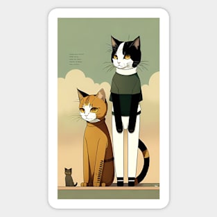 Feline Fantasies: Cats in Human Attire Sticker